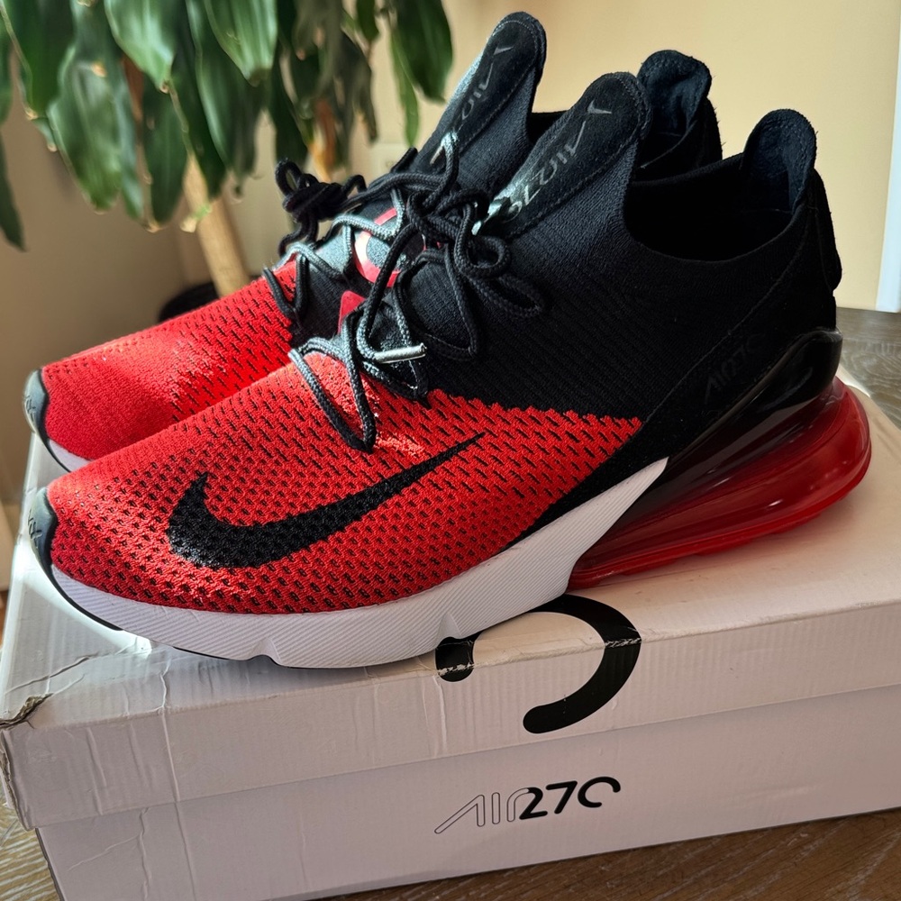 Nike Air Max 270 Red and Black Athletic Shoes